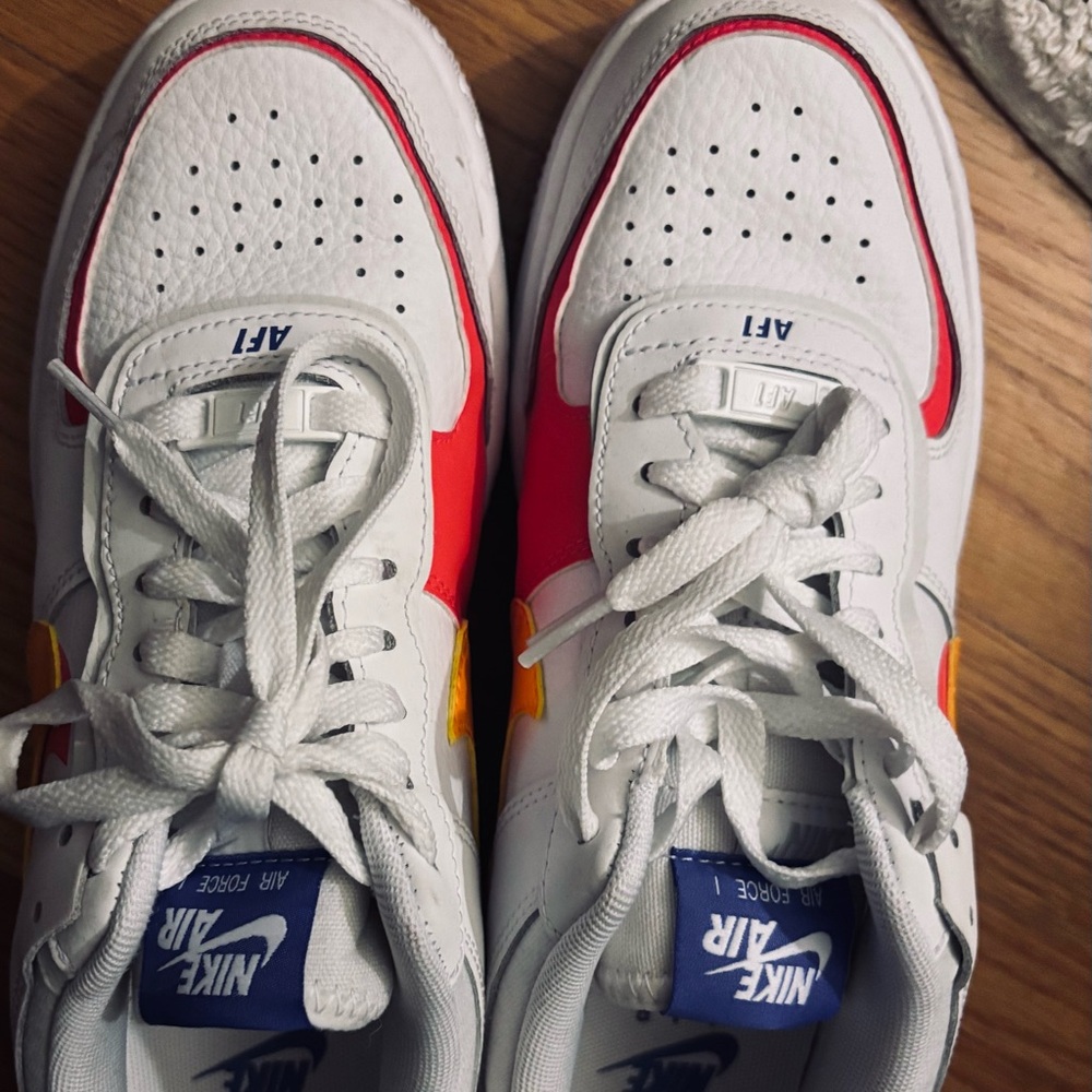 💋Nike Air Force 1 Shadow 8.5 W Retro Shoes Sneaker White Orange DZ1847-100💋 - Picture 6 of 8